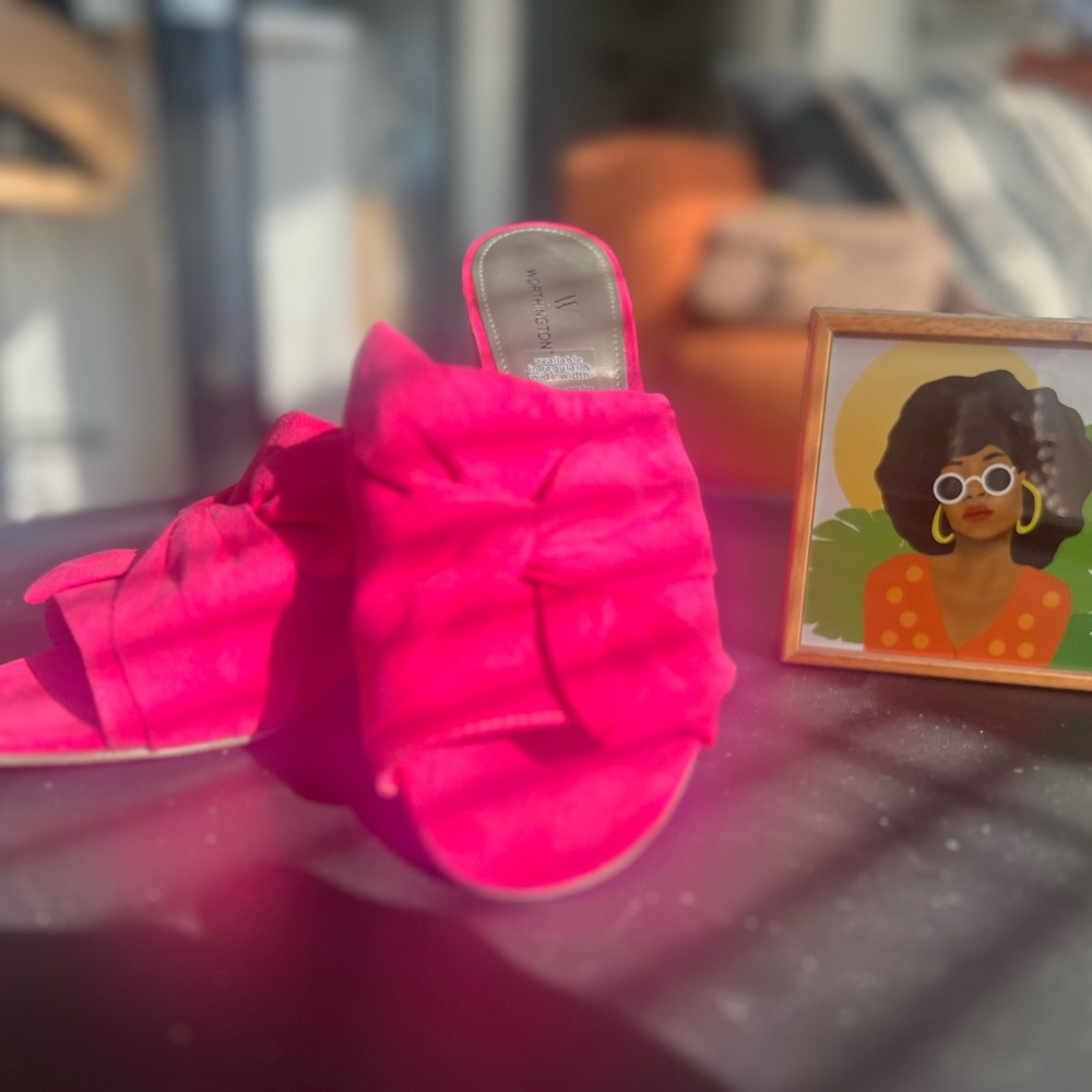 Open toe Bright BARBIE Pink 2” Low Heel